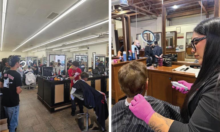 Hanford esthetician school students working with professional skincare equipment